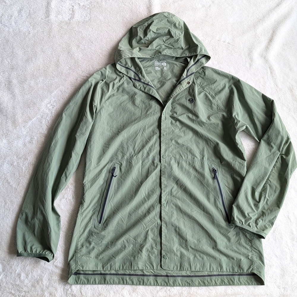 Mountain Hardwear Kor Preshell Hooded Jacket Men's XL Green Snap Windbreaker